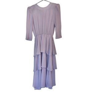 Vintage Pellini After 5 Von Bramlett Lavender Tiered Midi Dress L 14 16